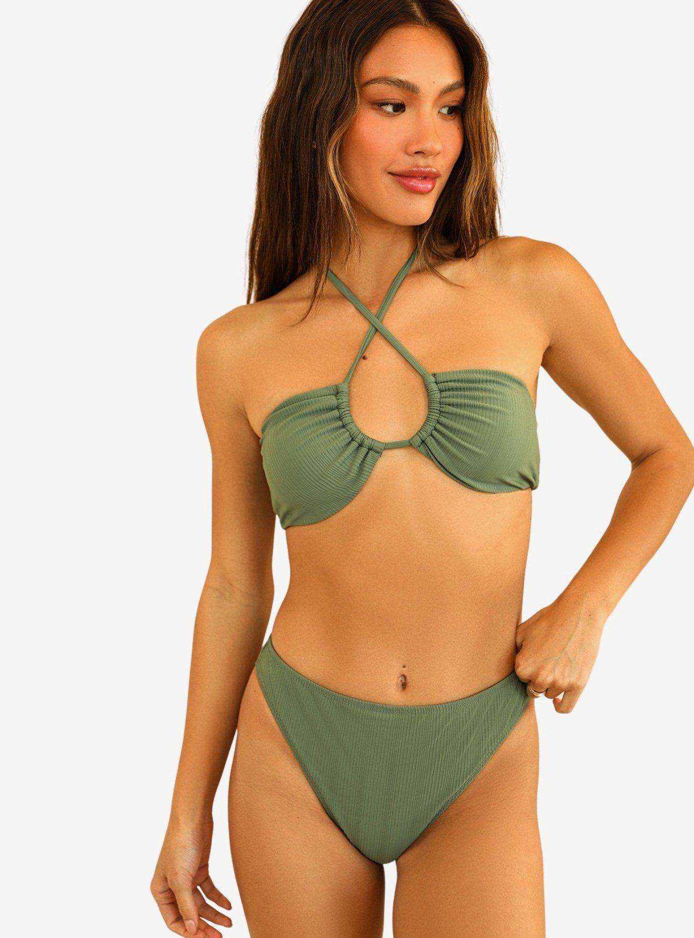 Dippin' Daisy's Amalfi Swim Top Avocado Green Ribbed, , hi-res