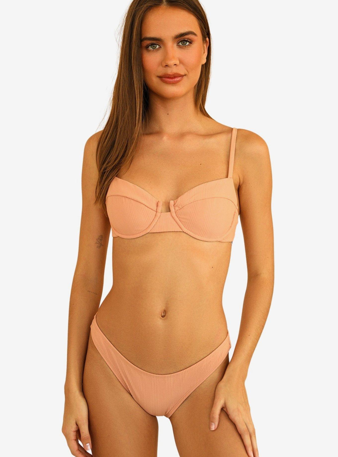 Dippin' Daisy's Gigi Swim Top Peach Ribbed, , hi-res