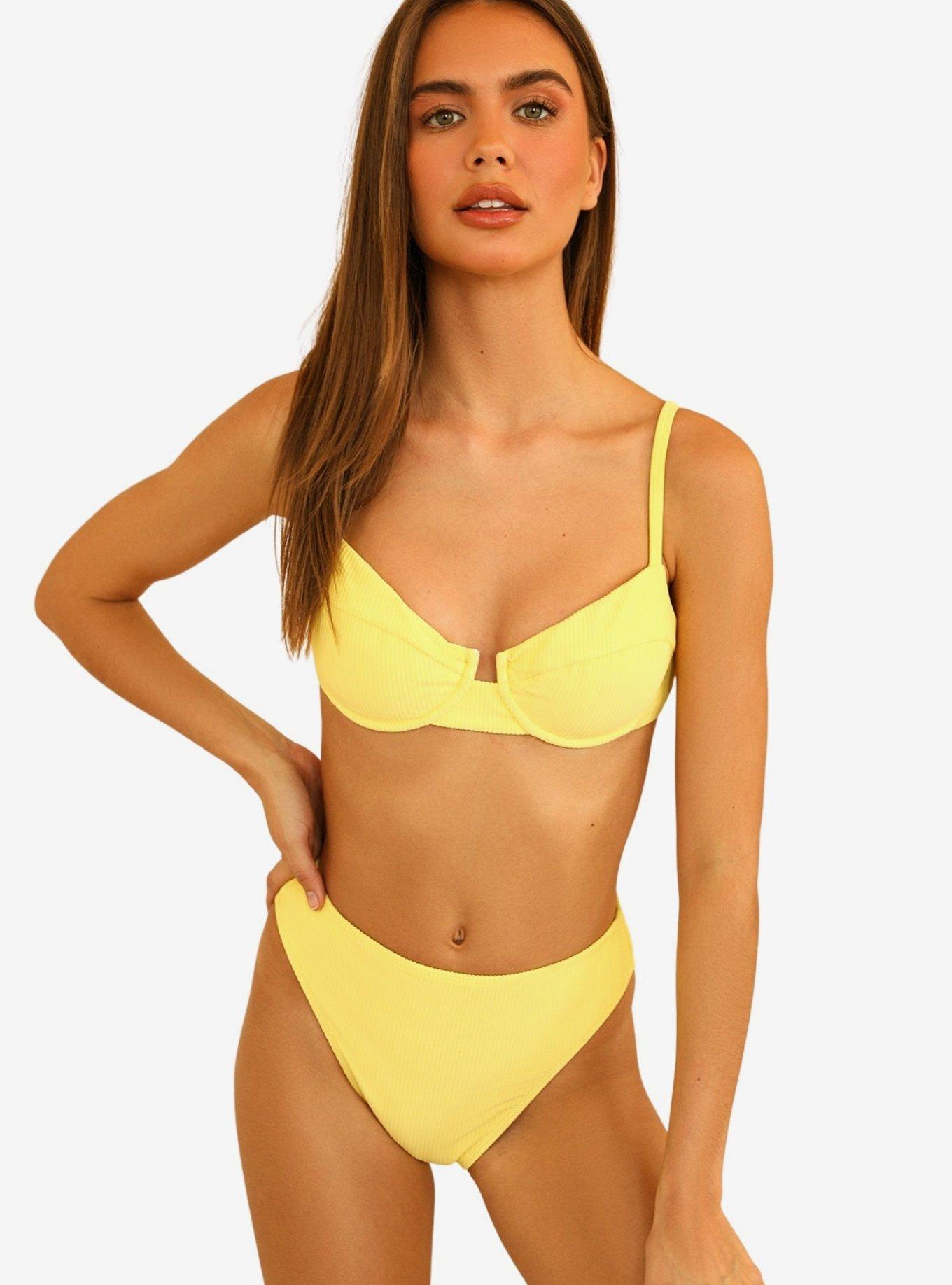 Dippin' Daisy's Gigi Swim Top Limelight Yellow Ribbed, LIMELIGHT, hi-res