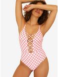 Dippin' Daisy's Bliss Swim One Piece Checked Out Pink, CHECKERED, hi-res