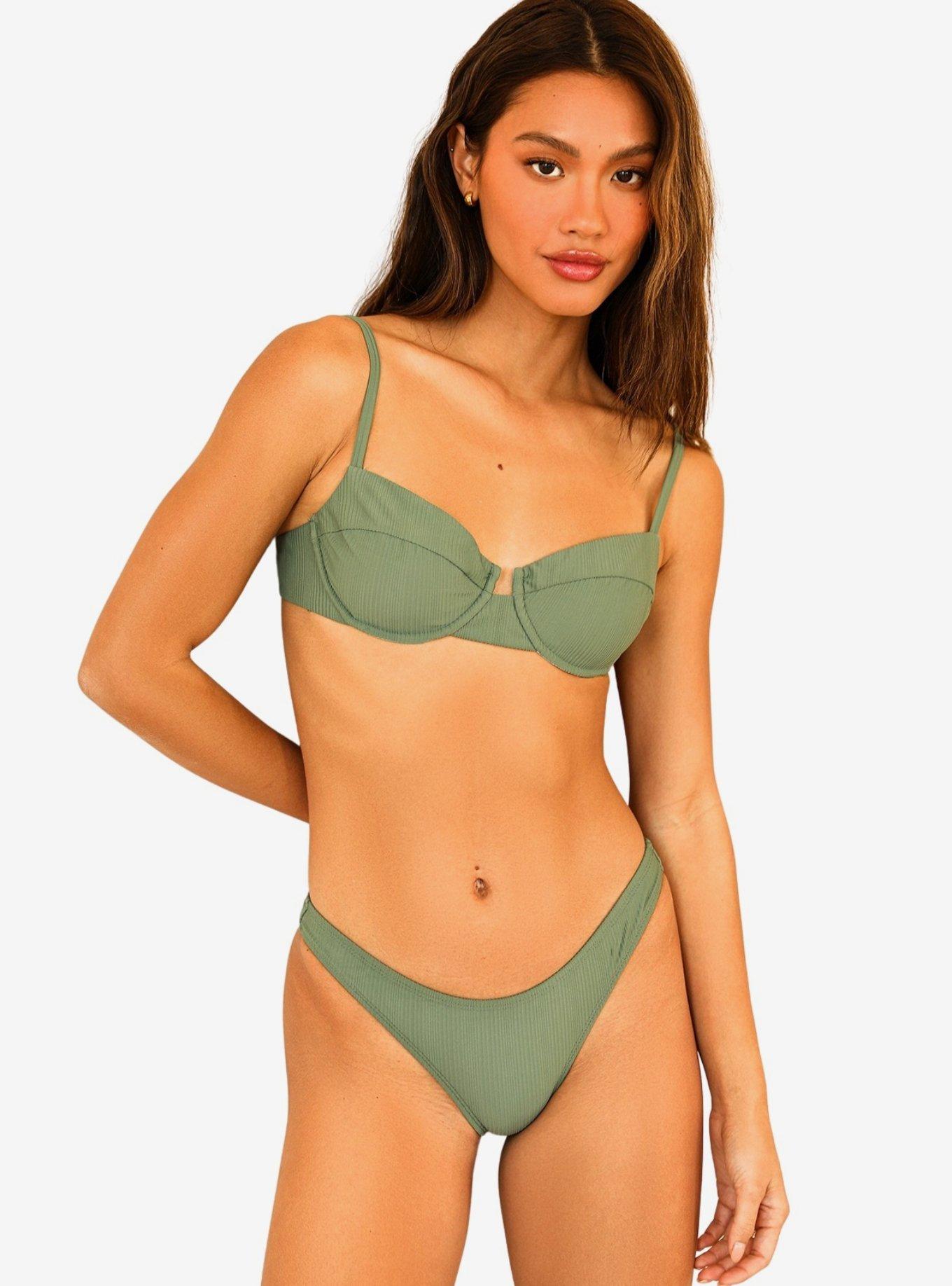 Dippin' Daisy's Gigi Swim Top Avocado Green Ribbed, , hi-res