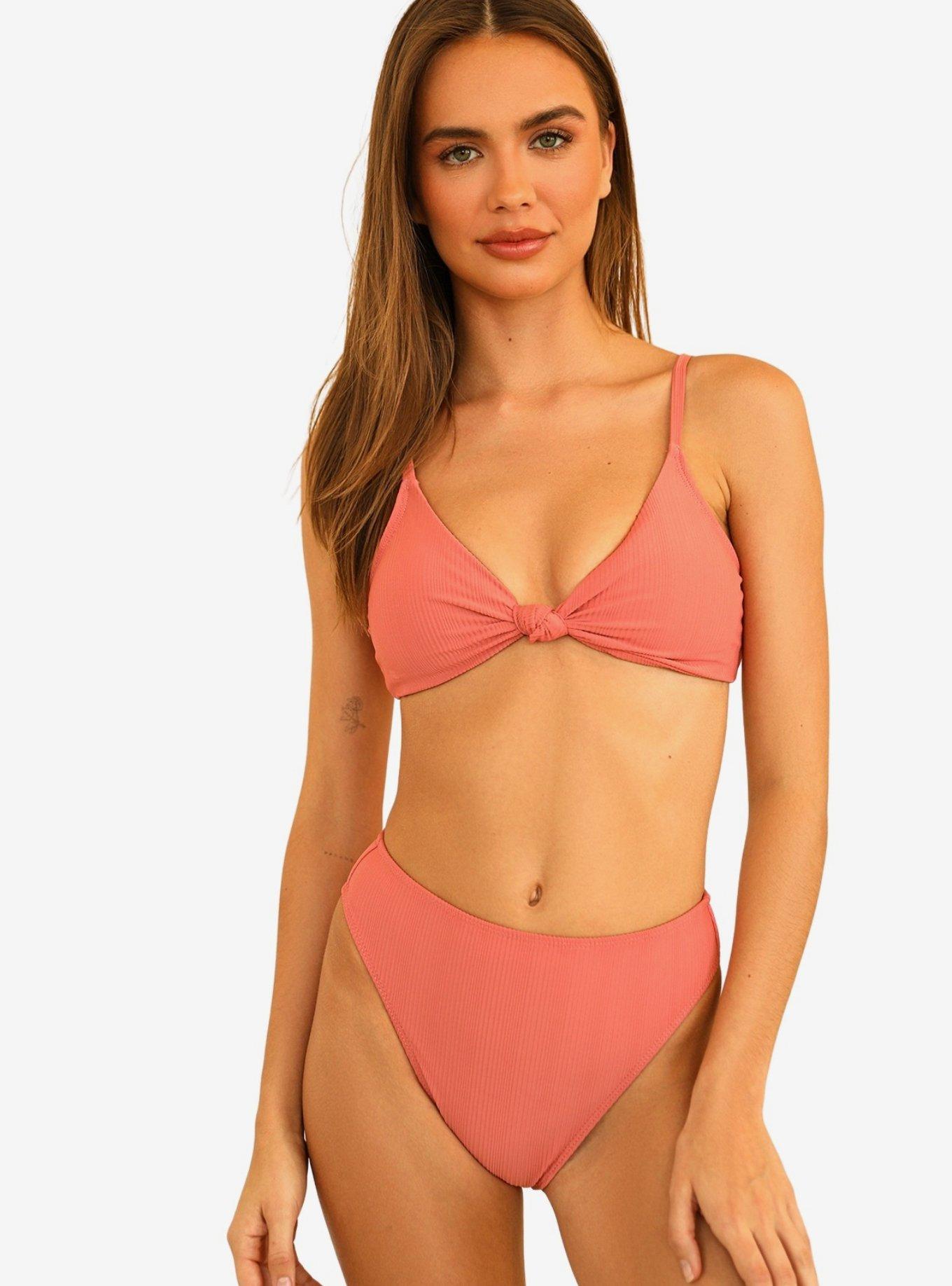 Dippin' Daisy's Zen Swim Top Hawaiian Sun Pink Ribbed, , hi-res
