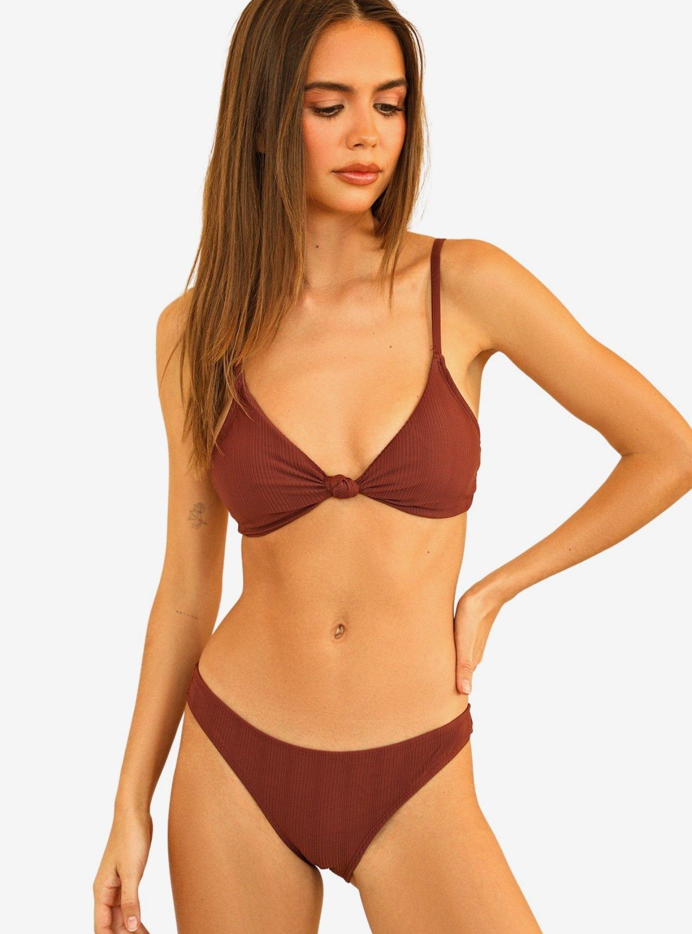 Dippin' Daisy's Zen Swim Top Clay Maroon Ribbed, MAROON, hi-res