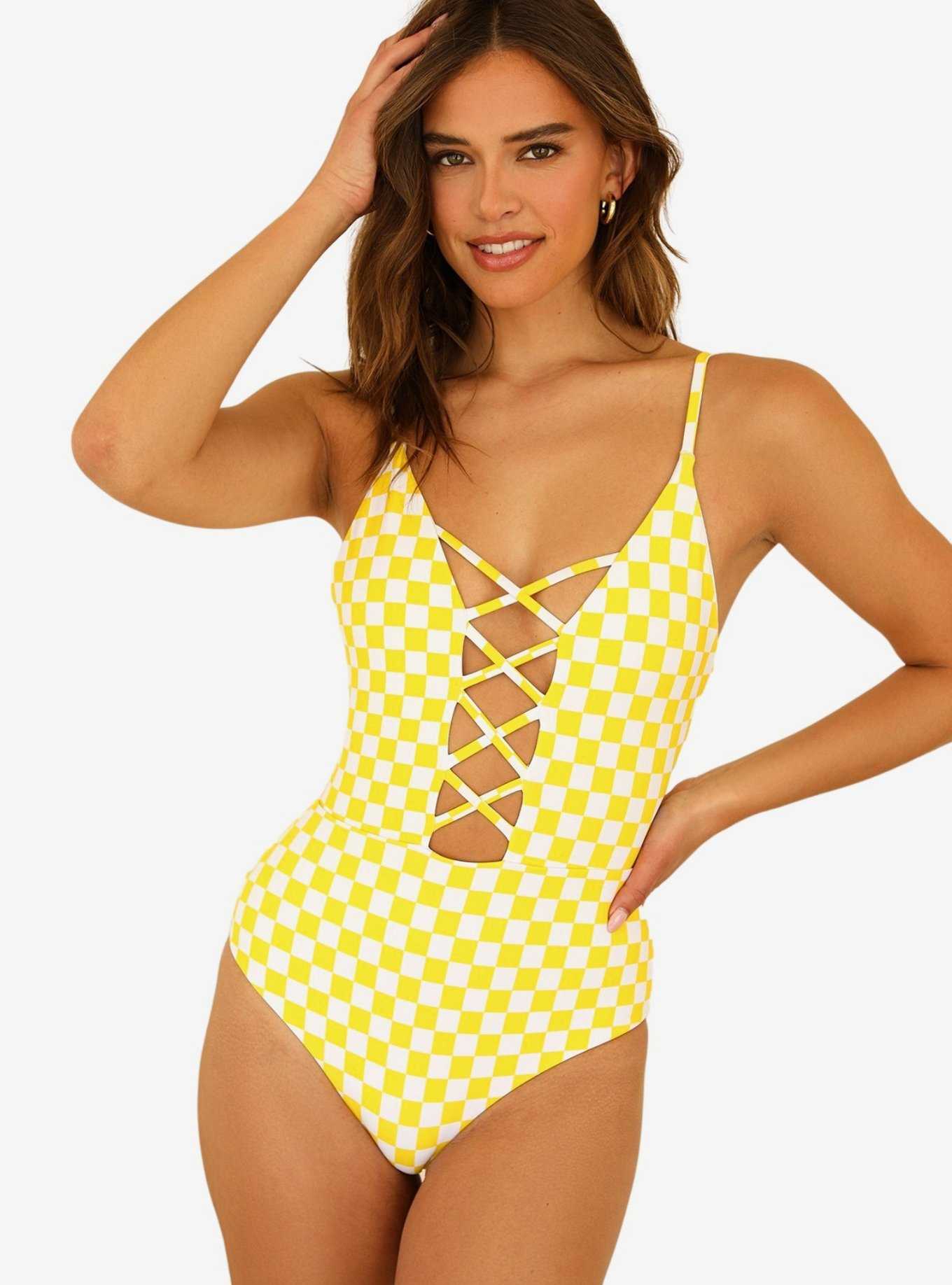 Dippin' Daisy's Bliss Swim One Piece Yellow Checkers, , hi-res