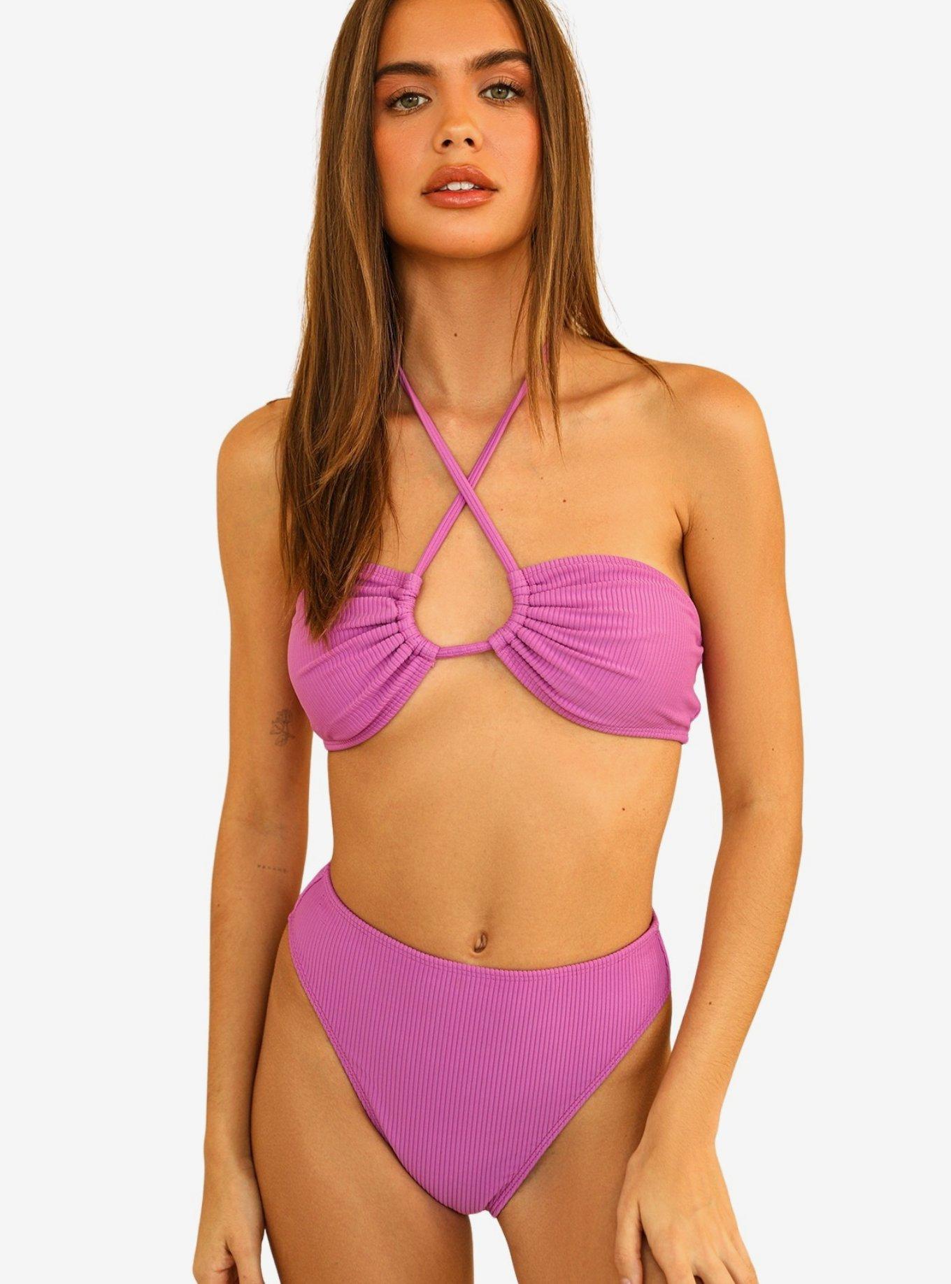 Dippin' Daisy's Seashore Swim Bottom Vivid Violet Ribbed, BRIGHT VIOLET, hi-res