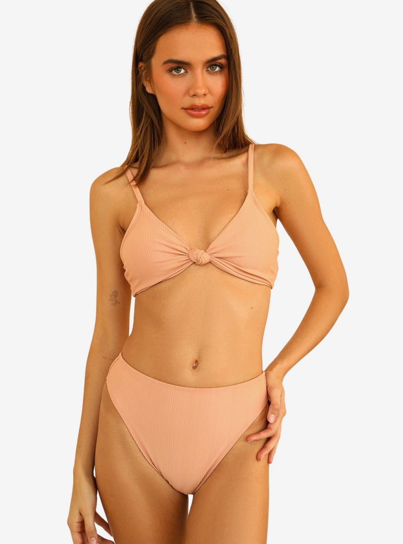 Dippin' Daisy's Seashore Swim Bottom Peach Ribbed, DUSTY PEACH, hi-res