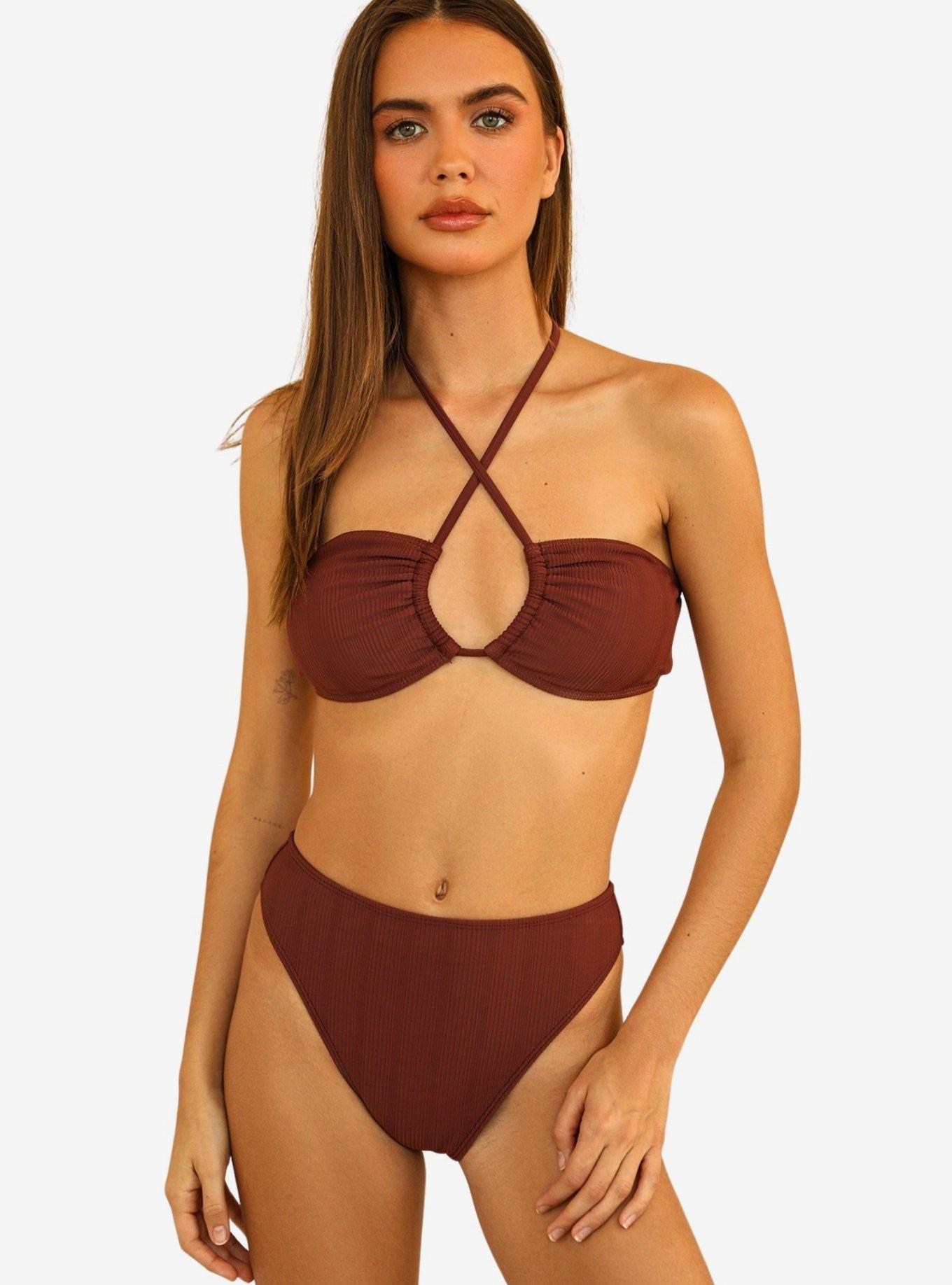 Dippin' Daisy's Seashore Swim Bottom Clay Maroon Ribbed, , hi-res