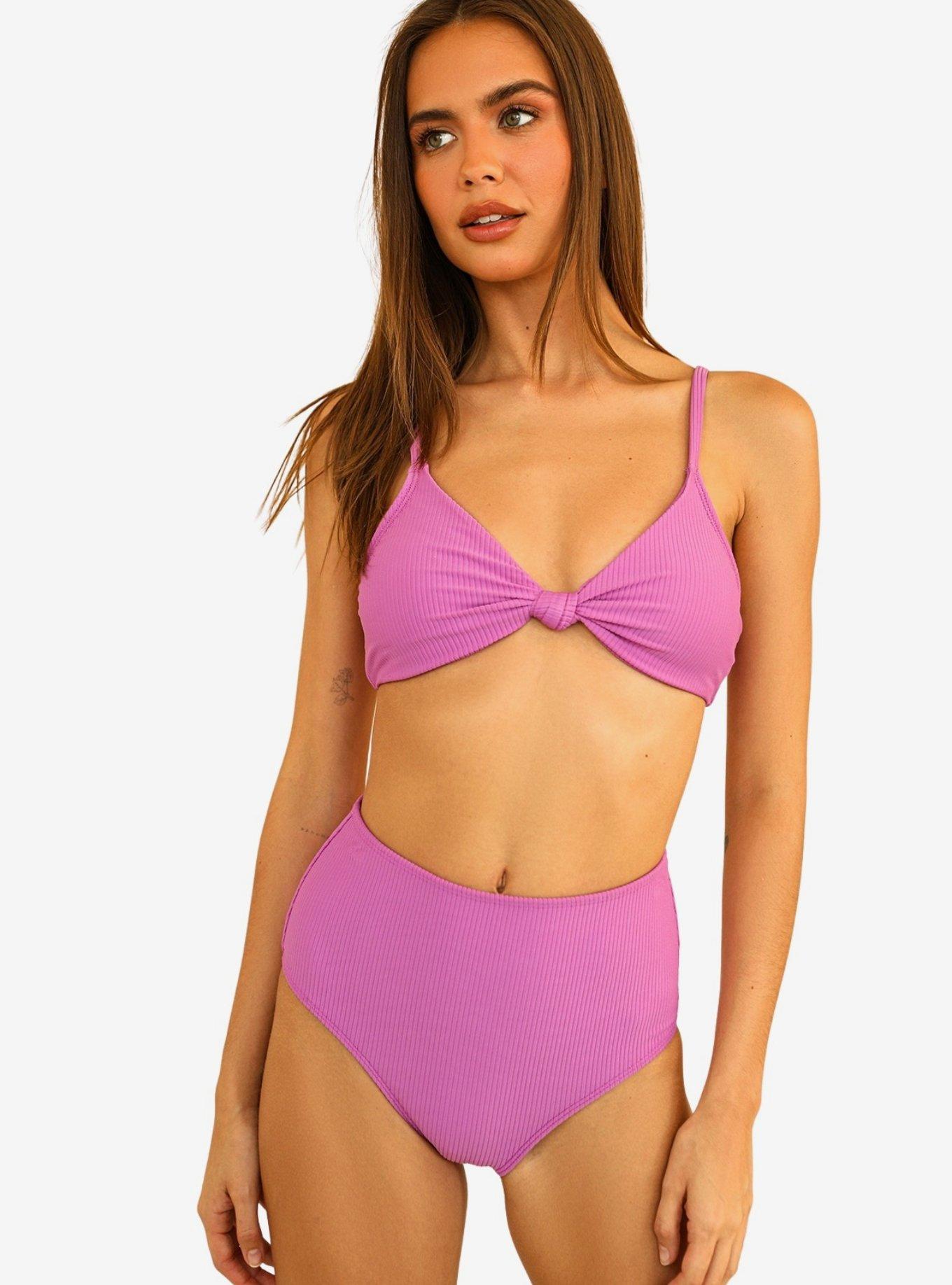 Dippin' Daisy's Balboa Swim Bottom Vivid Violet Ribbed, , hi-res