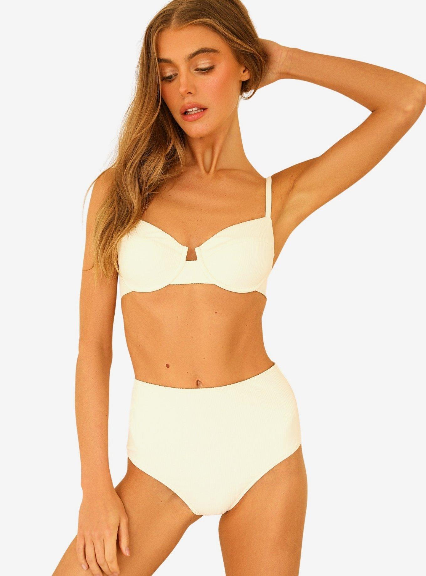 Dippin' Daisy's Balboa Swim Bottom Cloud White Ribbed, , hi-res