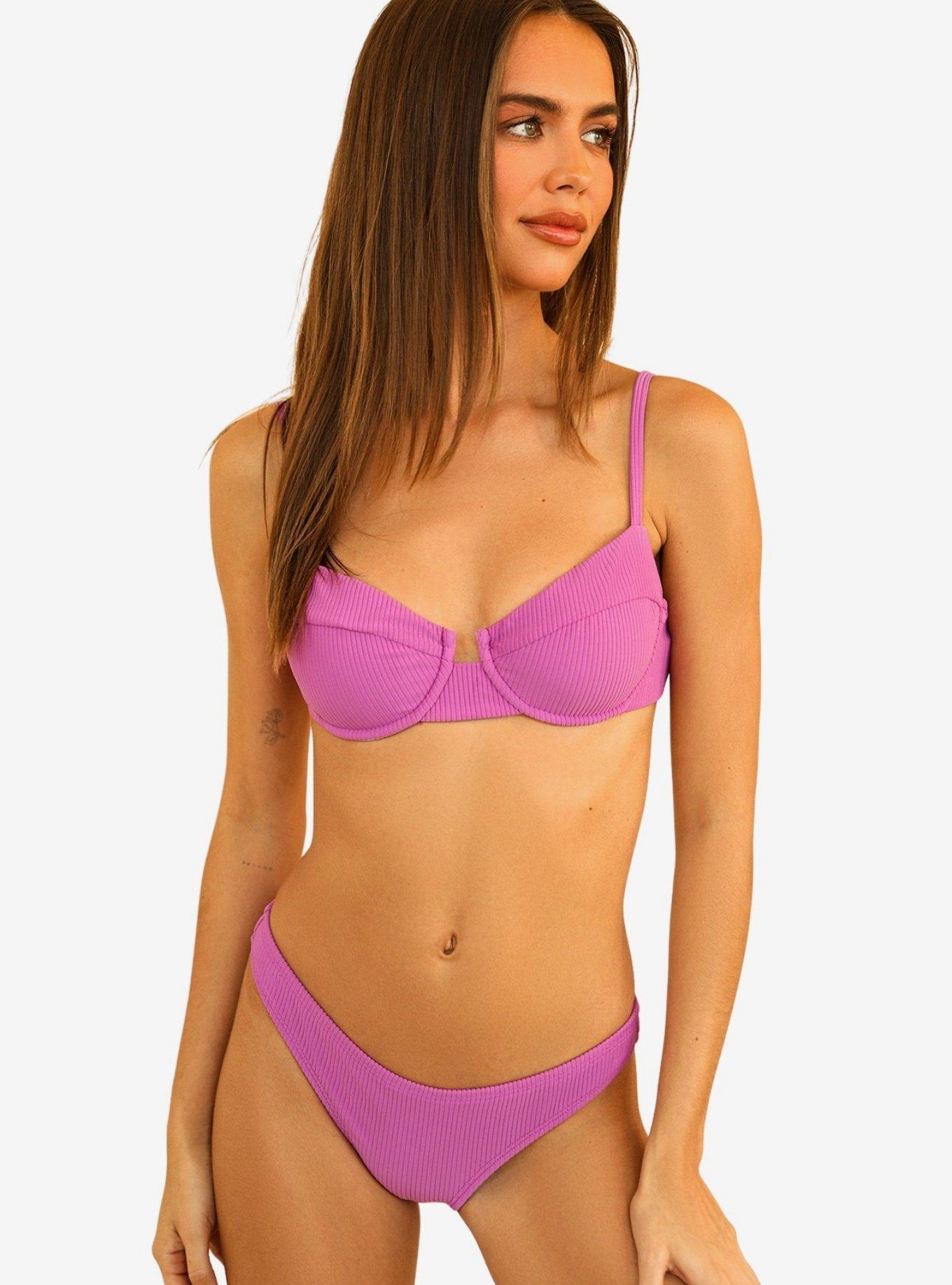 Dippin' Daisy's Nocturnal Swim Bottom Vivid Violet Ribbed, BRIGHT VIOLET, hi-res