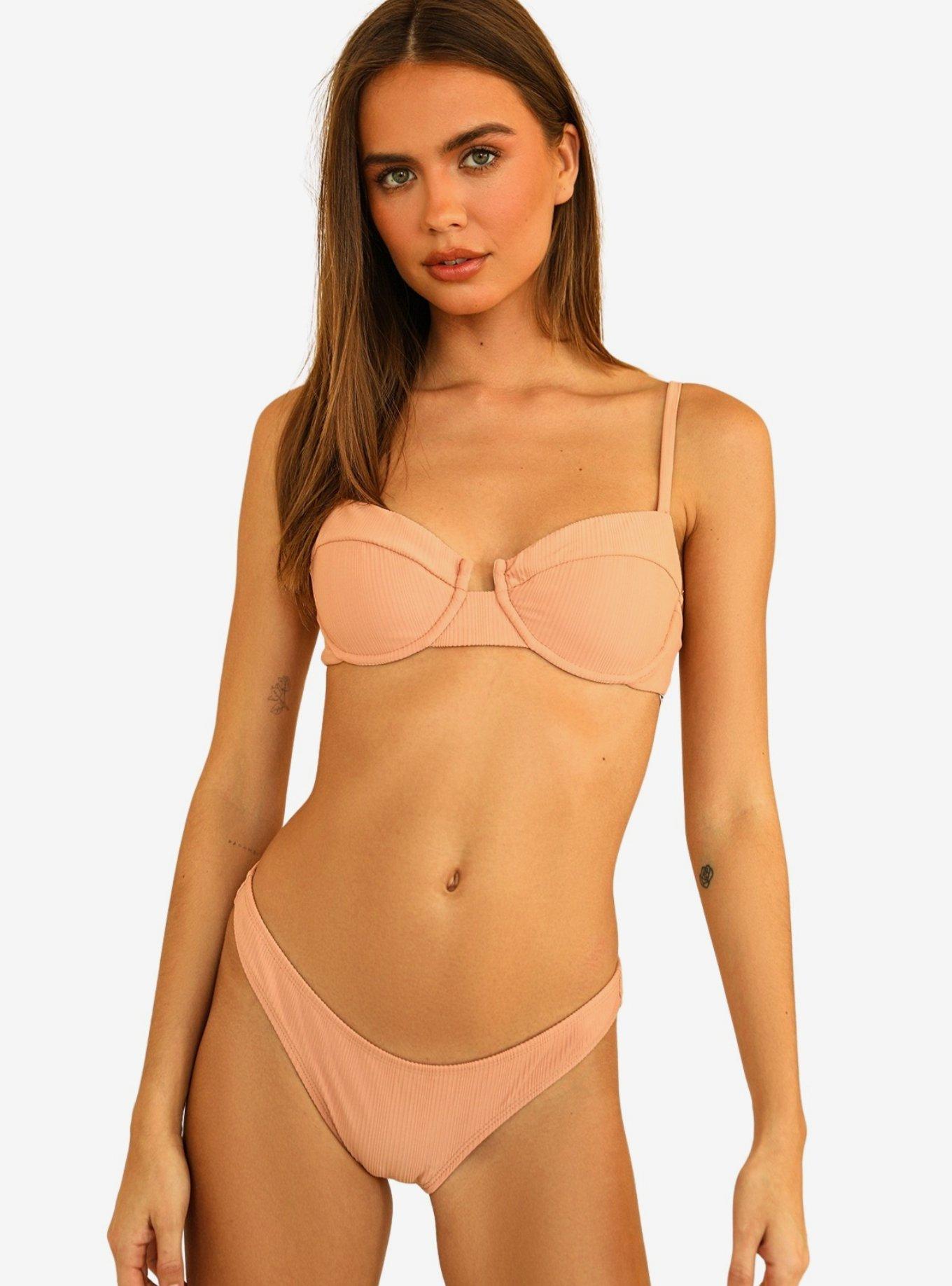 Dippin' Daisy's Nocturnal Swim Bottom Peach Ribbed, PINK, hi-res