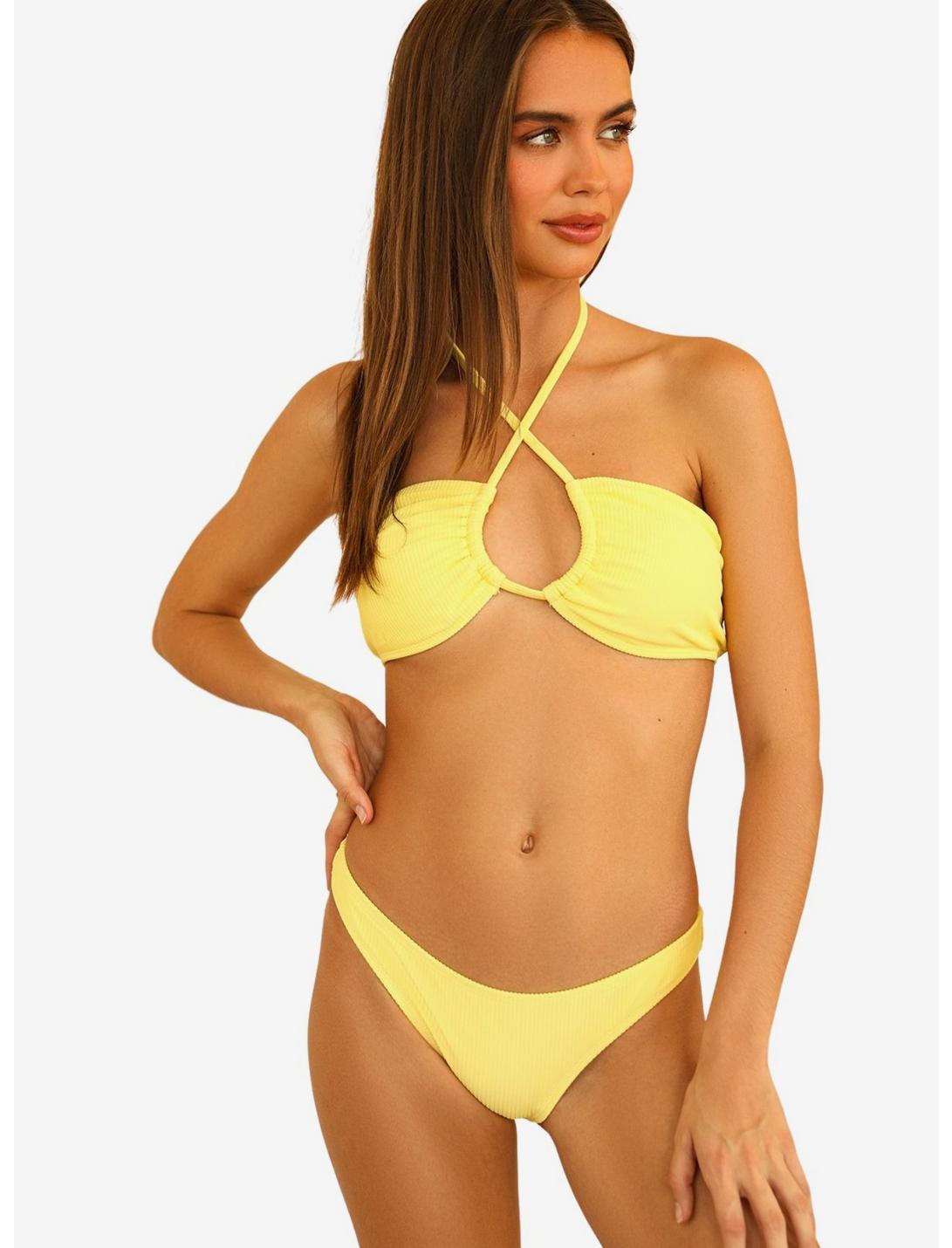 Dippin' Daisy's Nocturnal Swim Bottom Limelight Yellow Ribbed, LIMELIGHT, hi-res