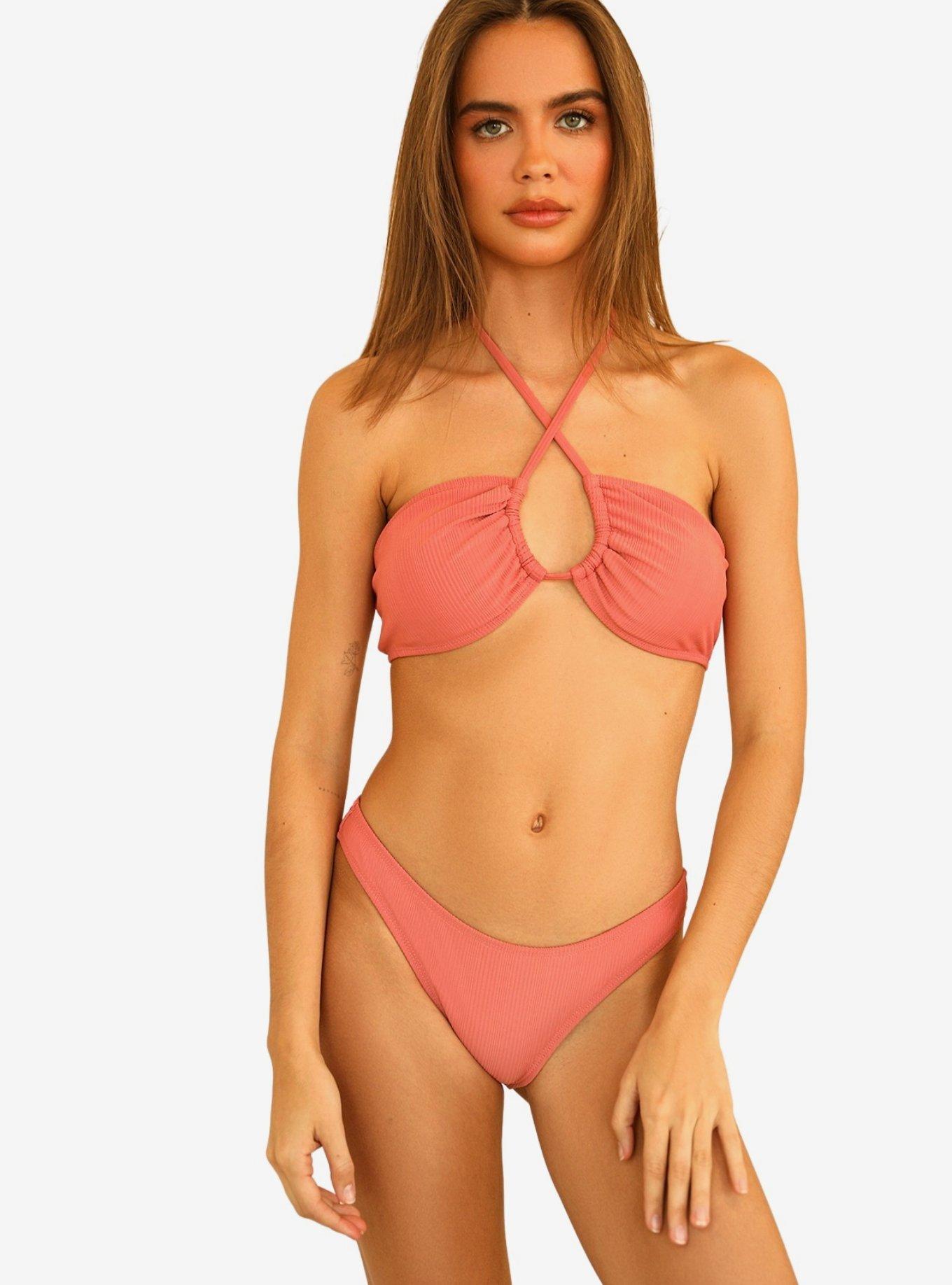 Dippin' Daisy's Nocturnal Swim Bottom Hawaiian Sun Pink Ribbed, , hi-res