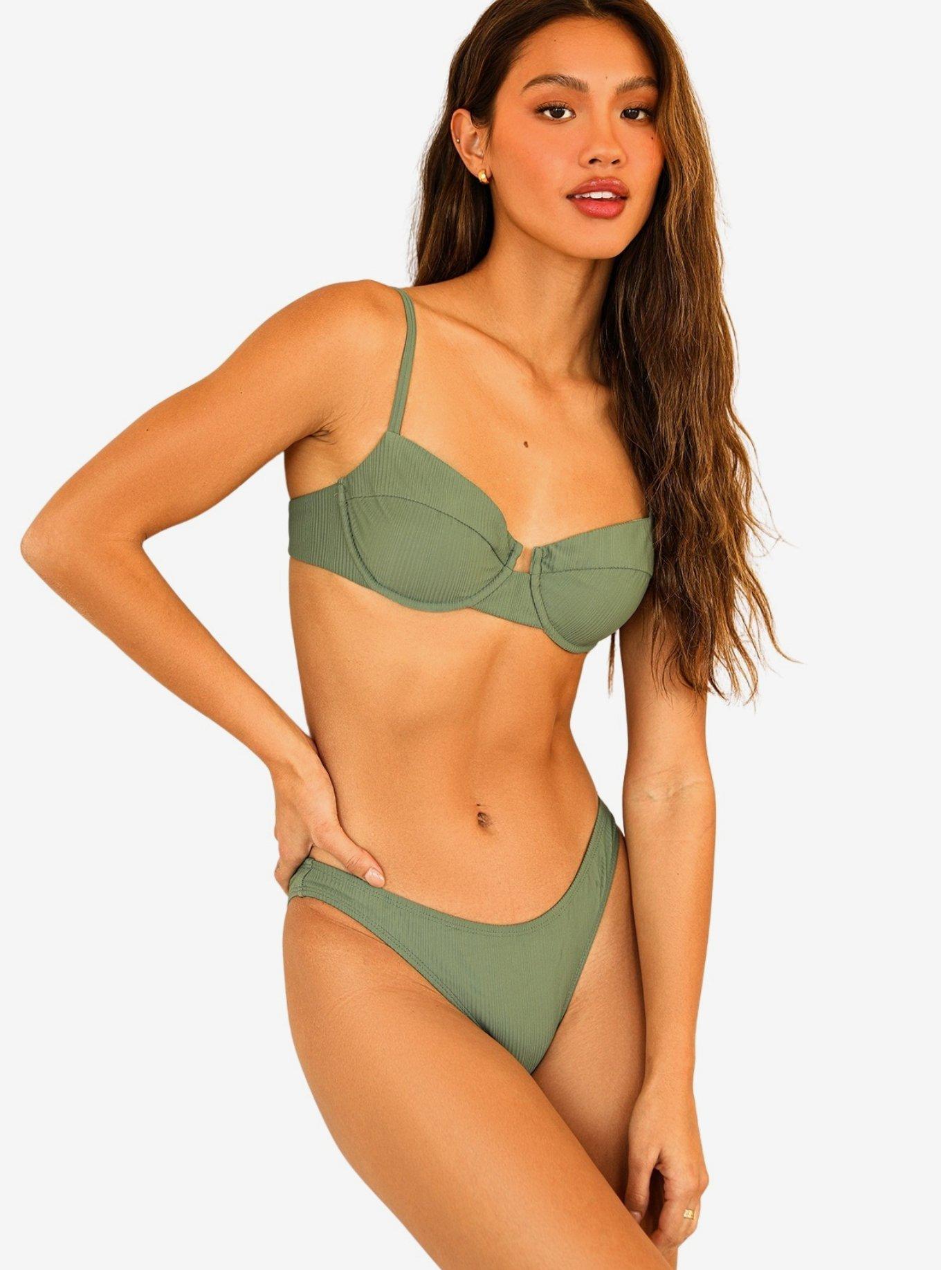 Dippin' Daisy's Nocturnal Swim Bottom Avocado Green Ribbed, , hi-res