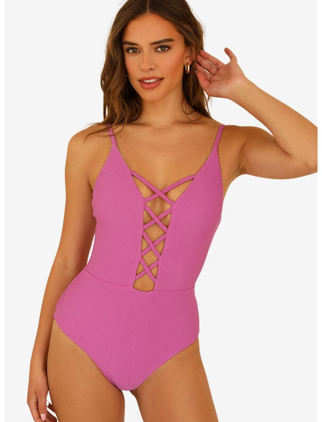 Dippin' Daisy's Bliss Swim One Piece Vivid Violet Ribbed, BRIGHT VIOLET, hi-res
