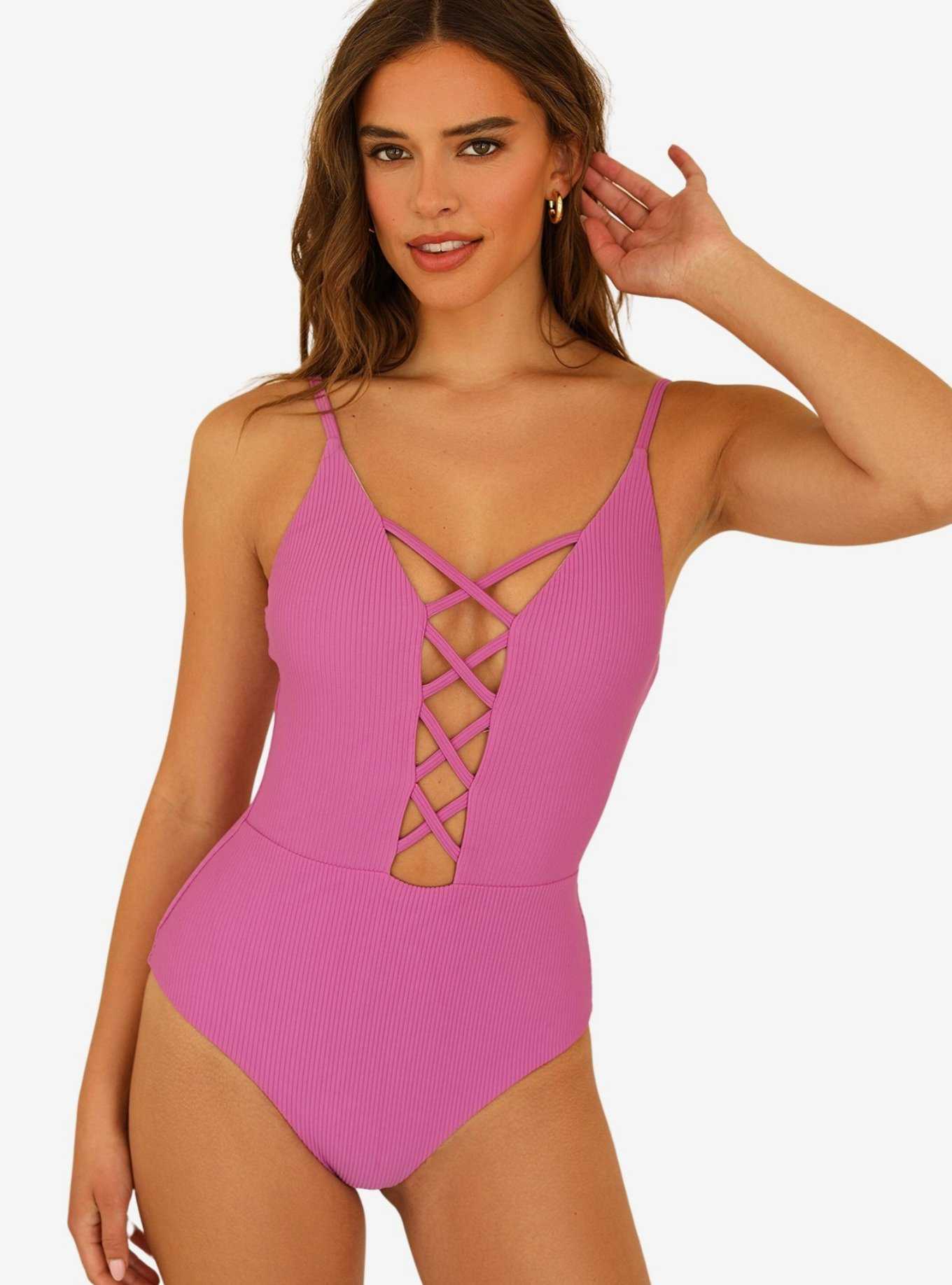 Vacation Calling Coral Pink O-Ring One-Piece Swimsuit