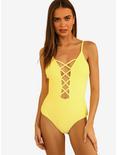 Dippin' Daisy's Bliss Swim One Piece Limelight Yellow Ribbed, LIMELIGHT, hi-res