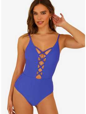 Dippin' Daisy's Bliss Swim One Piece Periwinkle Blue Ribbed, , hi-res