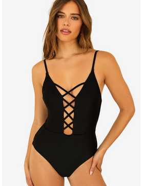 Dippin' Daisy's Bliss Swim One Piece Black Ribbed, , hi-res