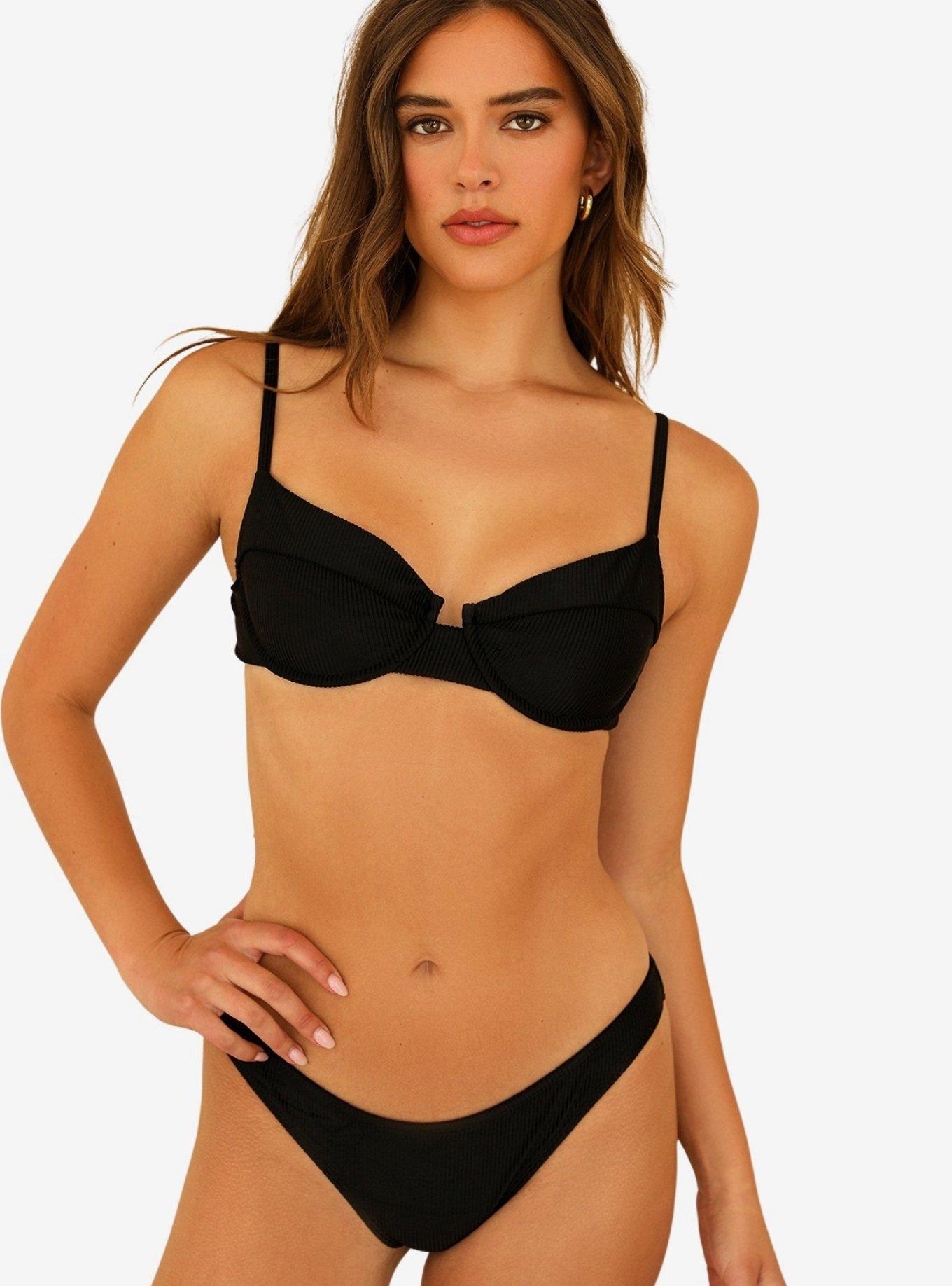 Dippin' Daisy's Gigi Swim Top Black Ribbed, BLACK, hi-res