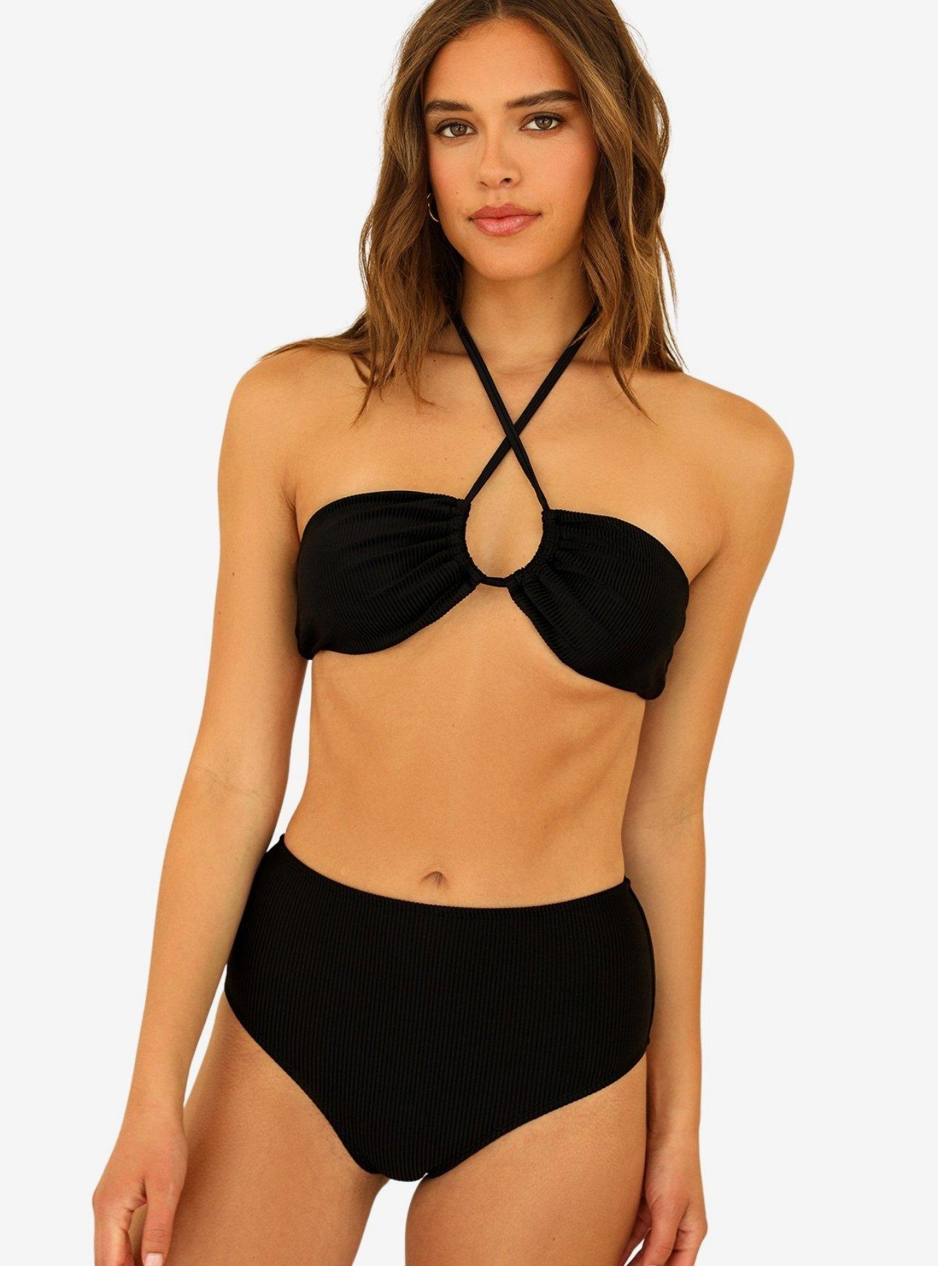 Dippin' Daisy's Amalfi Swim Top Black Ribbed, , hi-res