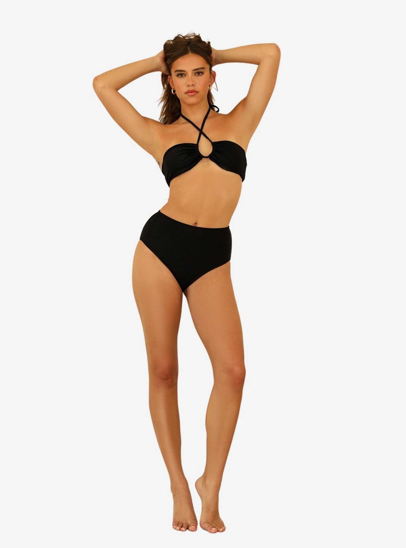 Dippin' Daisy's Balboa Swim Bottom Black Ribbed, , hi-res