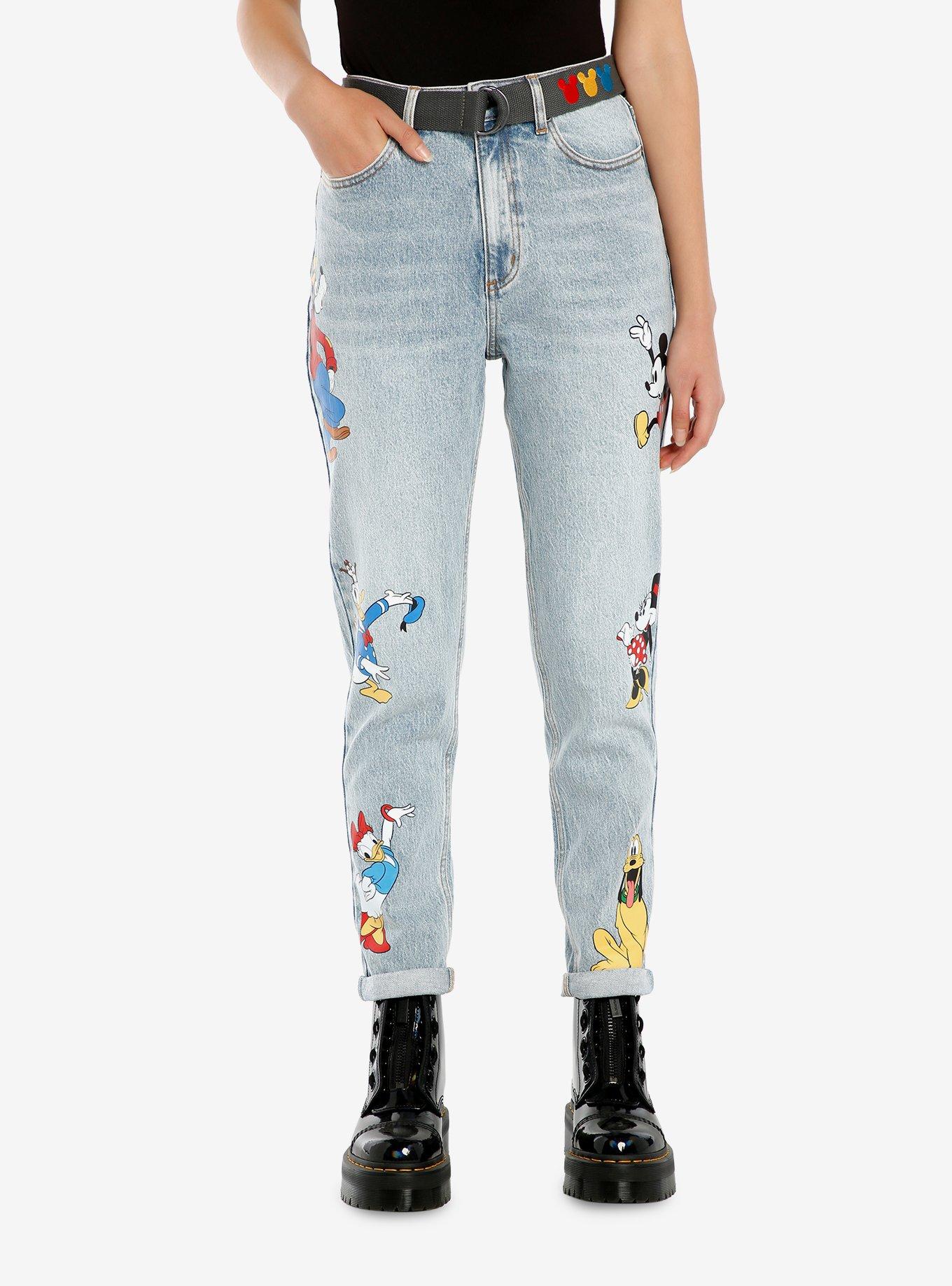 Disney Mickey Mouse And Friends Mom Jeans With Belt | Hot Topic