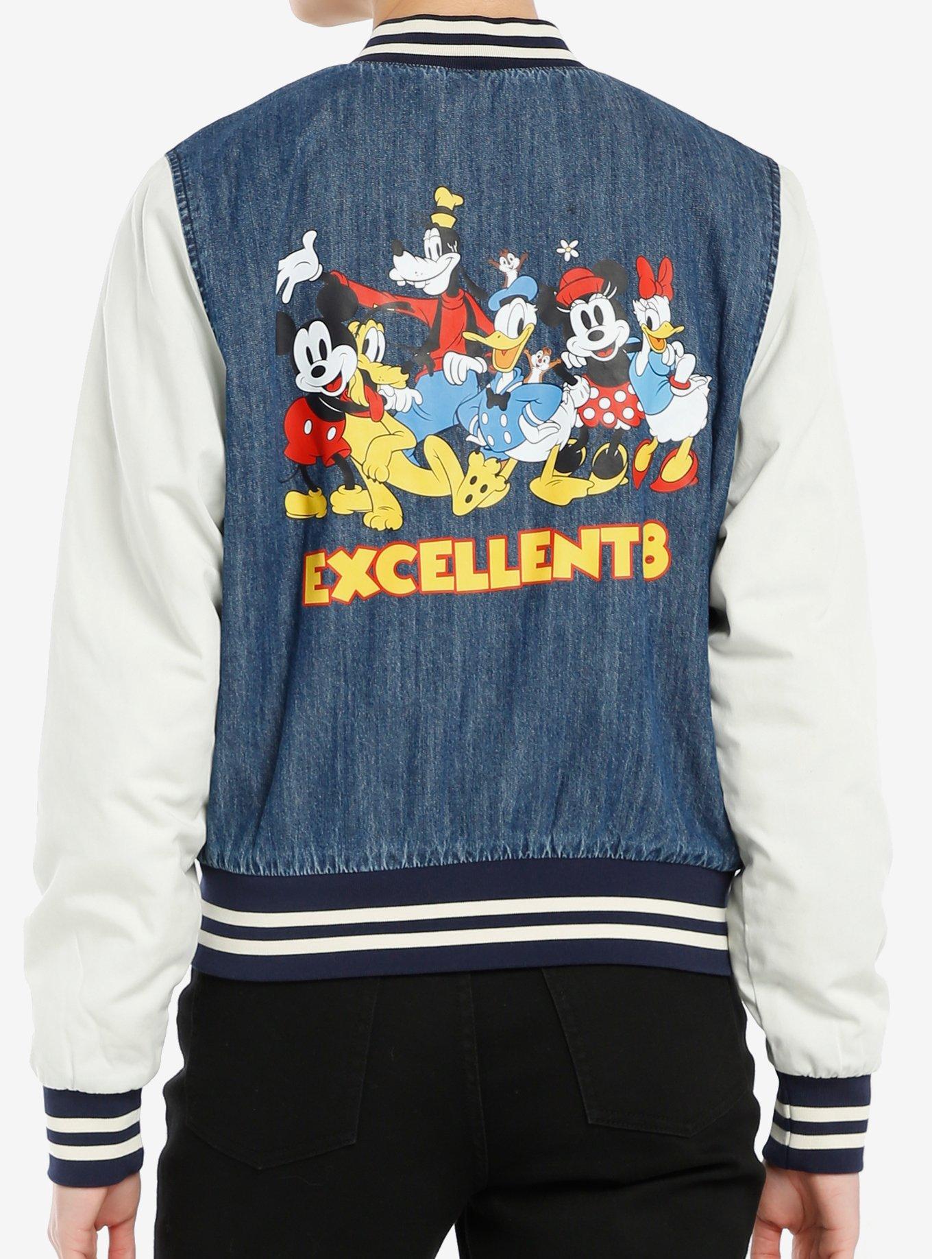 Disney Mickey Mouse And Friends Girls Denim Varsity Jacket