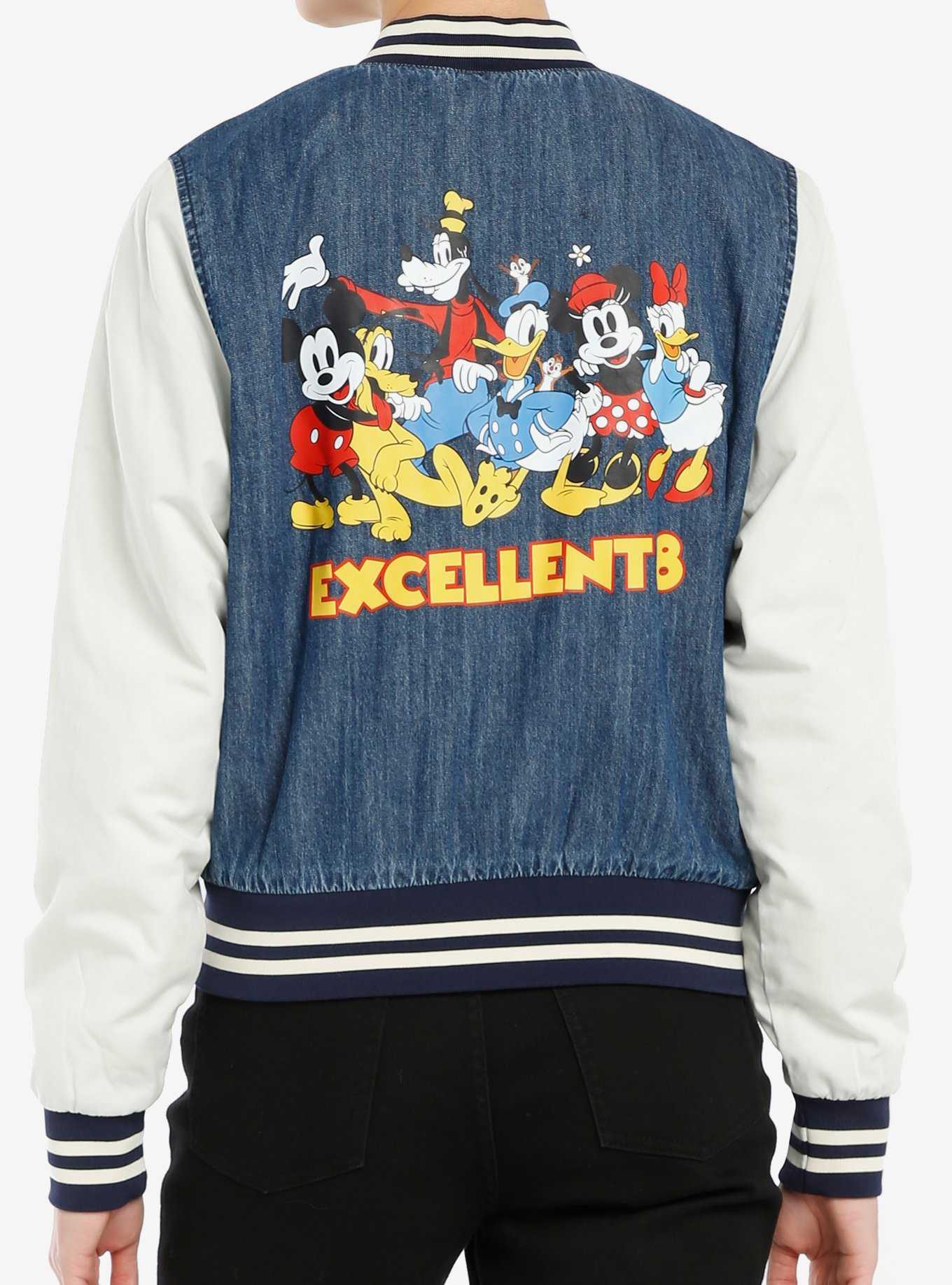 Disney Mickey Mouse And Friends Girls Denim Varsity Jacket, , hi-res
