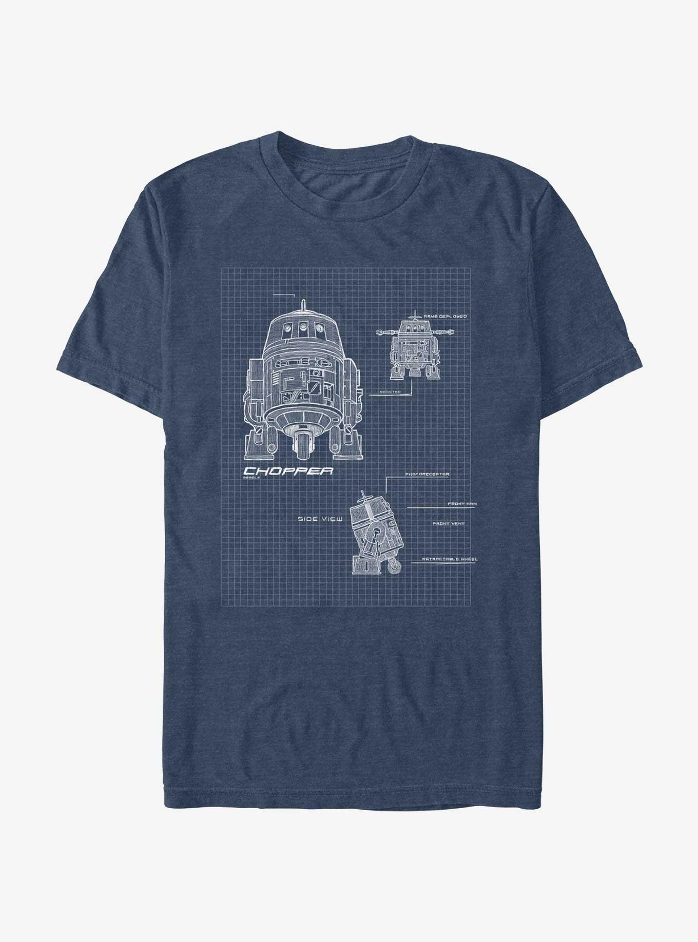 Star Wars: Rebels Chopper Schematics T-Shirt, NAVY HTR, hi-res