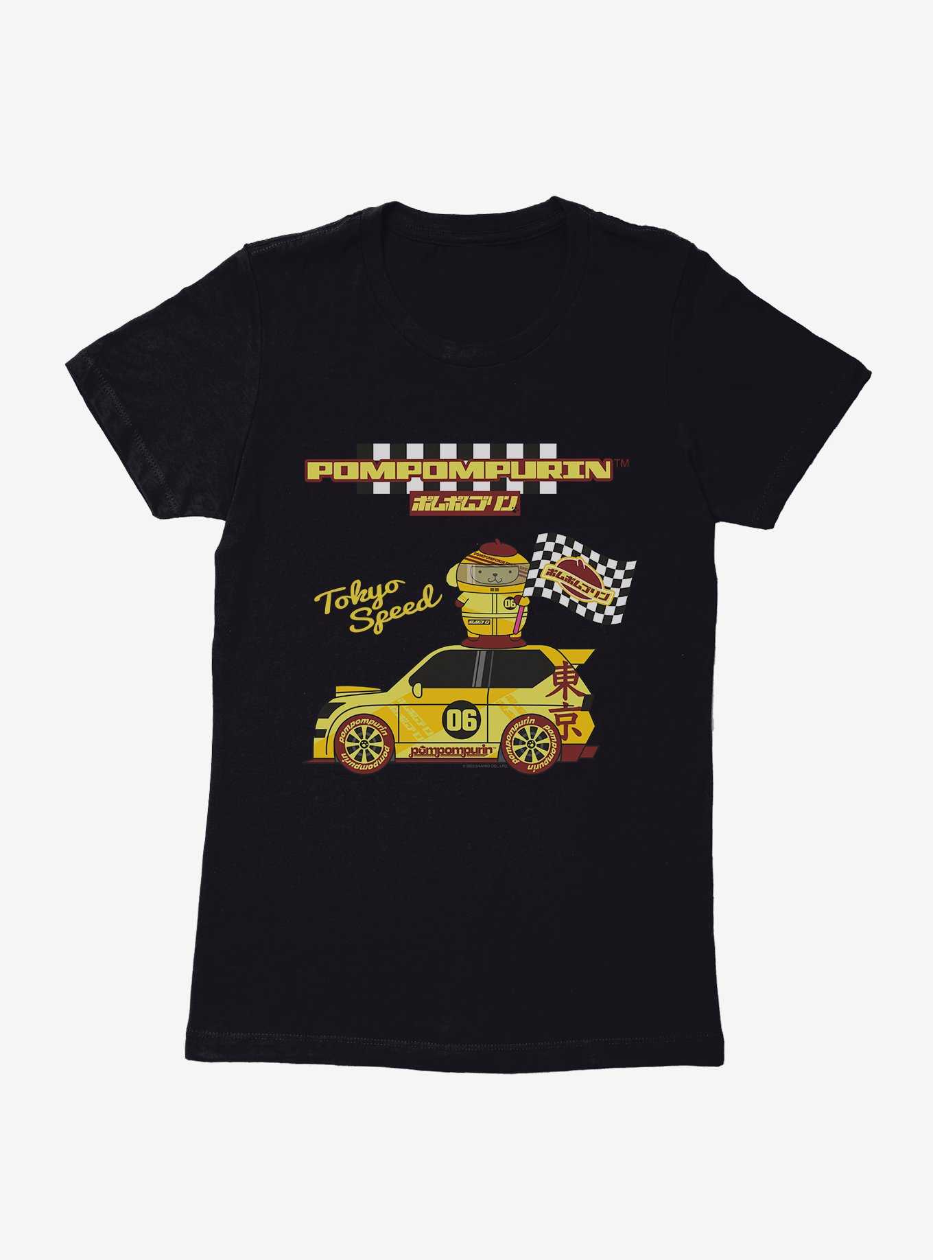 Hello Kitty And Friends Pompompurin Race Car Tokyo Speed Womens T-Shirt, , hi-res