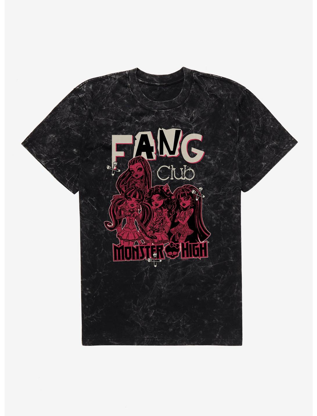 Monster High Fang Club Group Mineral Wash T-Shirt, BLACK MINERAL WASH, hi-res