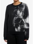 Social Collision Blurry Skull Girls Knit Sweater, GREY, hi-res