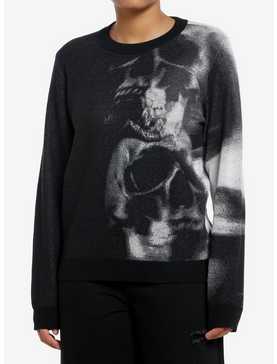 Social Collision Blurry Skull Girls Knit Sweater, , hi-res