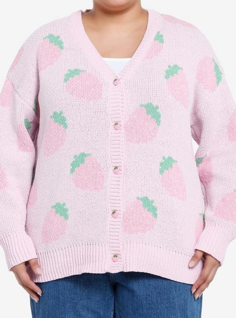 Sweet Society Pastel Pink Strawberries Girls Cardigan Plus Size | Hot Topic