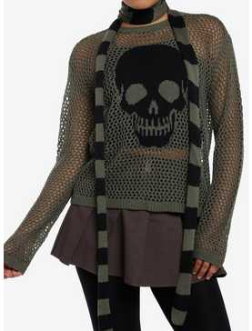 Social Collision Skull Girls Knit Sweater With Scarf, , hi-res