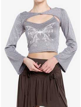 Thorn & Fable Butterfly Halter Shrug Girls Long-Sleeve Top, , hi-res