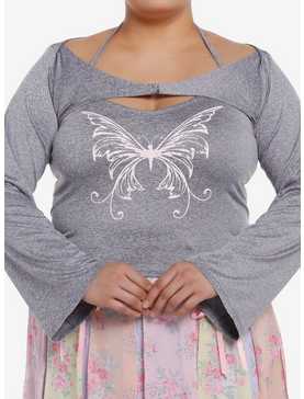 Thorn & Fable Butterfly Halter Shrug Girls Long-Sleeve Top Plus Size, , hi-res