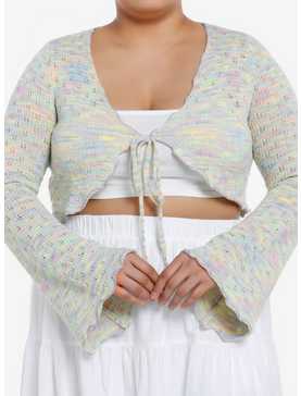 Thorn & Fable Pastel Rainbow Girls Bell Sleeve Knit Shrug Plus Size, , hi-res