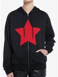 Social Collision Red Star Girls Hoodie, RED, hi-res
