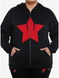 Social Collision Red Star Girls Hoodie Plus Size, RED, hi-res