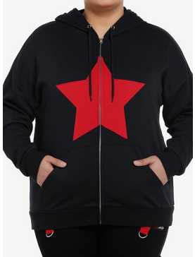 Social Collision Red Star Girls Hoodie Plus Size, , hi-res