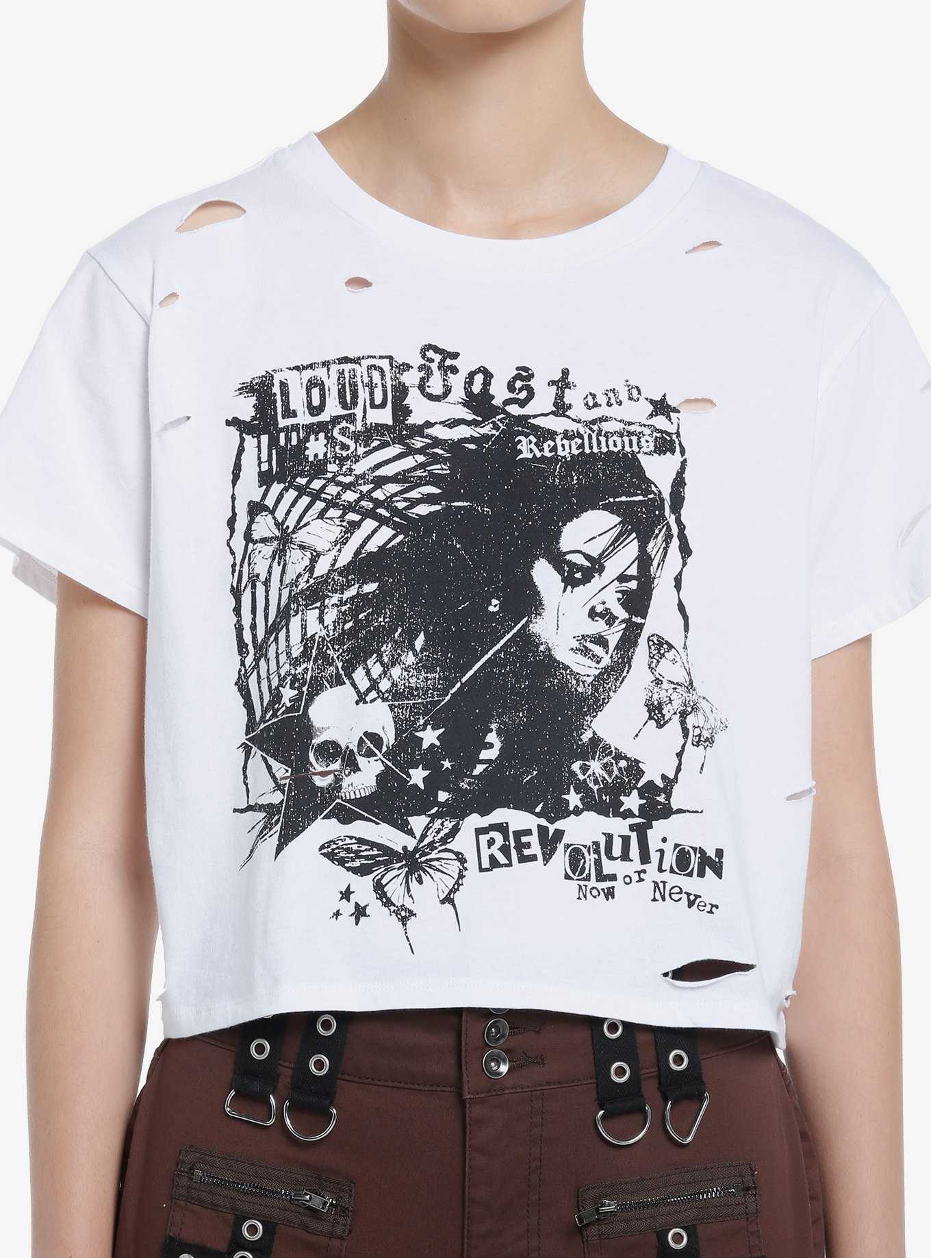 Social Collision Loud Fast & Rebellious Girls Crop T-Shirt, , hi-res
