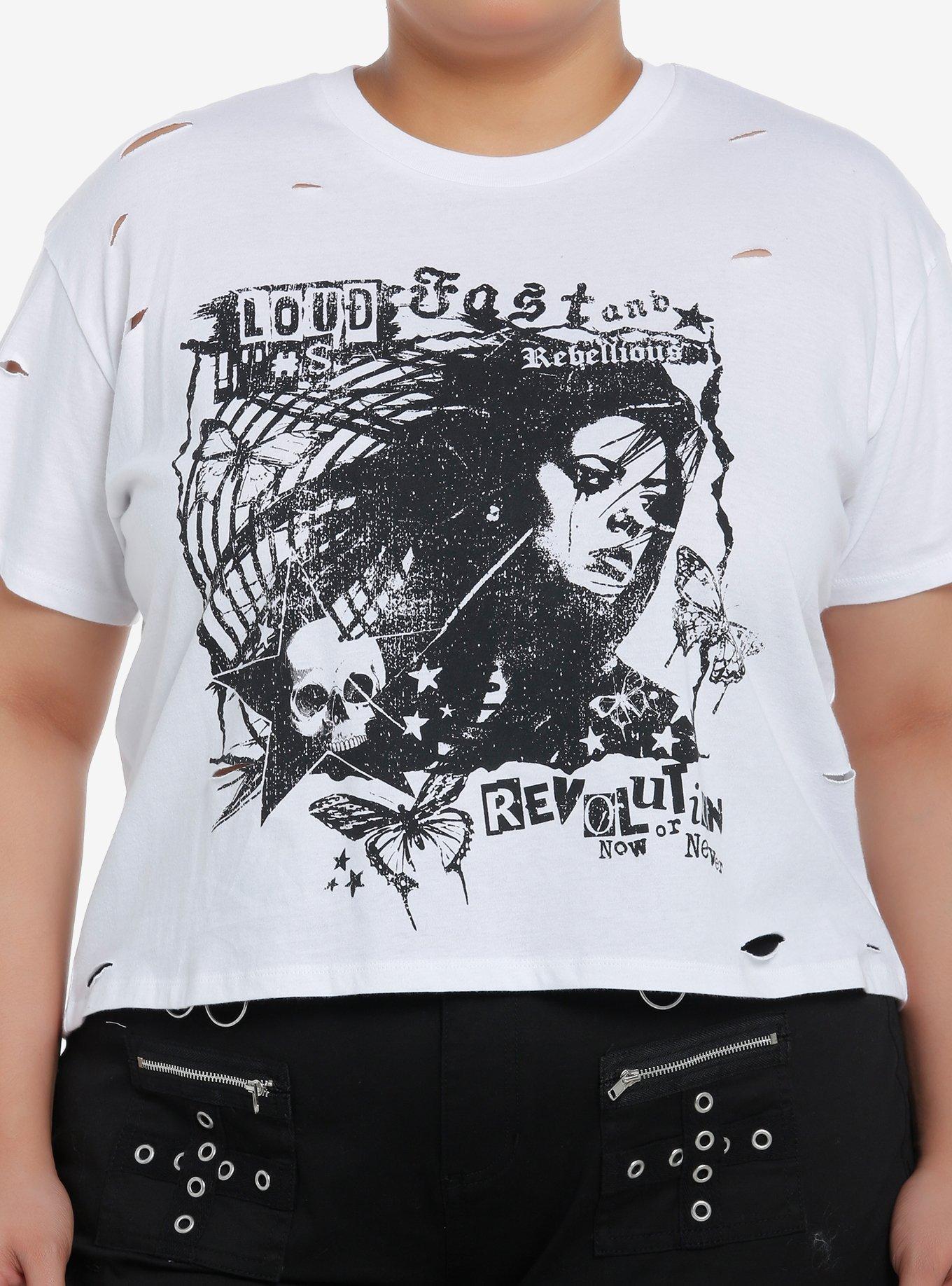 Social Collision Loud Fast & Rebellious Girls Crop T-Shirt Plus Size, , hi-res