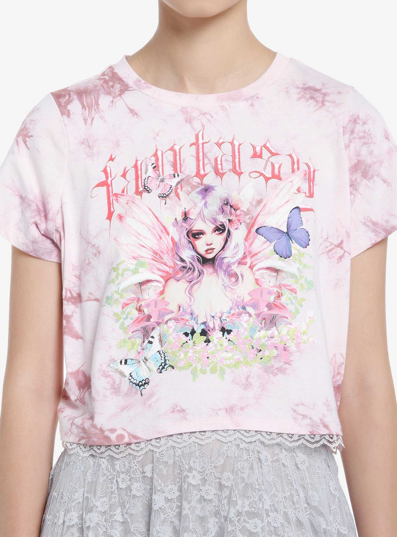 Thorn & Fable Fantasy Fairy Lace Tie-Dye Crop Girls T-Shirt, , hi-res