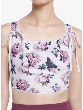 Thorn & Fable Butterfly Ribbon Girls Crop Corset, , hi-res
