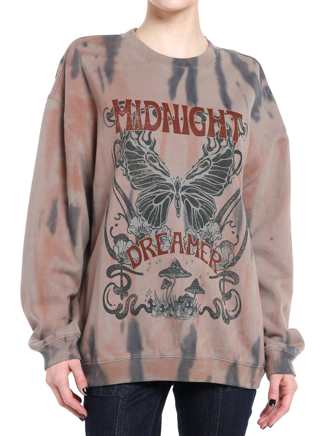 Thorn & Fable Midnight Dreamer Butterfly Tie-Dye Girls Sweatshirt, BLACK, hi-res