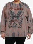 Thorn & Fable Midnight Dreamer Butterfly Tie-Dye Girls Sweatshirt Plus Size, BLACK, hi-res
