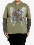 Social Collision Angel Wings Twofer Hooded Girls Long-Sleeve T-Shirt Plus Size, GREY, hi-res