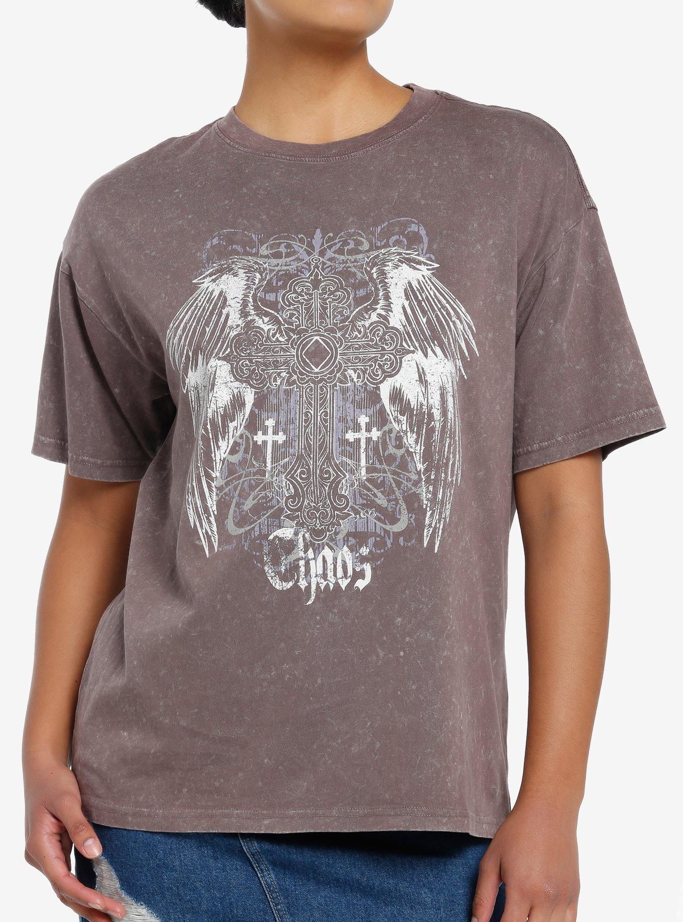 Social Collision Chaos Wings Mineral Wash Girls T-Shirt, BLUE, hi-res